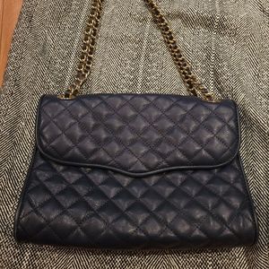 Rebecca Minkoff Quilted Affair Navy leather shoulder bag.